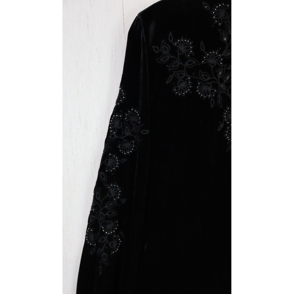 Johnny Was Jade Velvet Black Jacket Open Size M Rayon Silk L40820-7 Embroidered - Picture 9 of 12